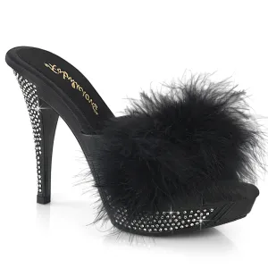 4 1/2" Marabou Slipper with Rhinestone Embellished Heel and Platform (ELEGANT-401F)