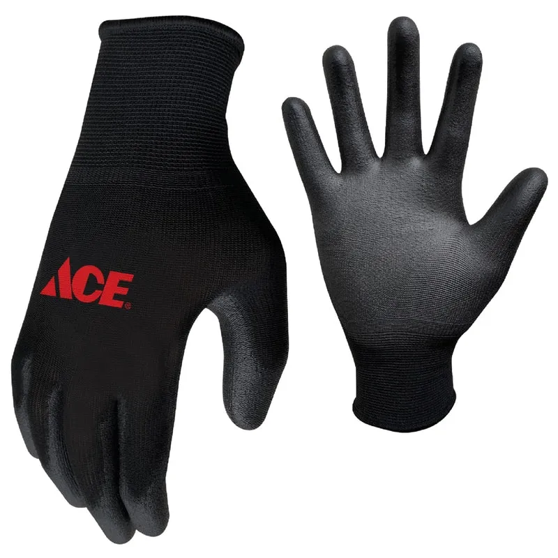 Ace Men's Indoor/Outdoor Coated Work Gloves Black M 1 pair