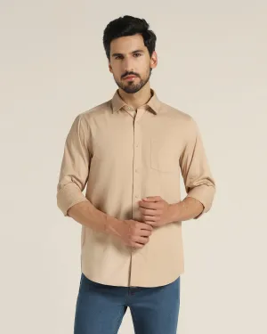 Casual Beige Solid Shirt - Mandy