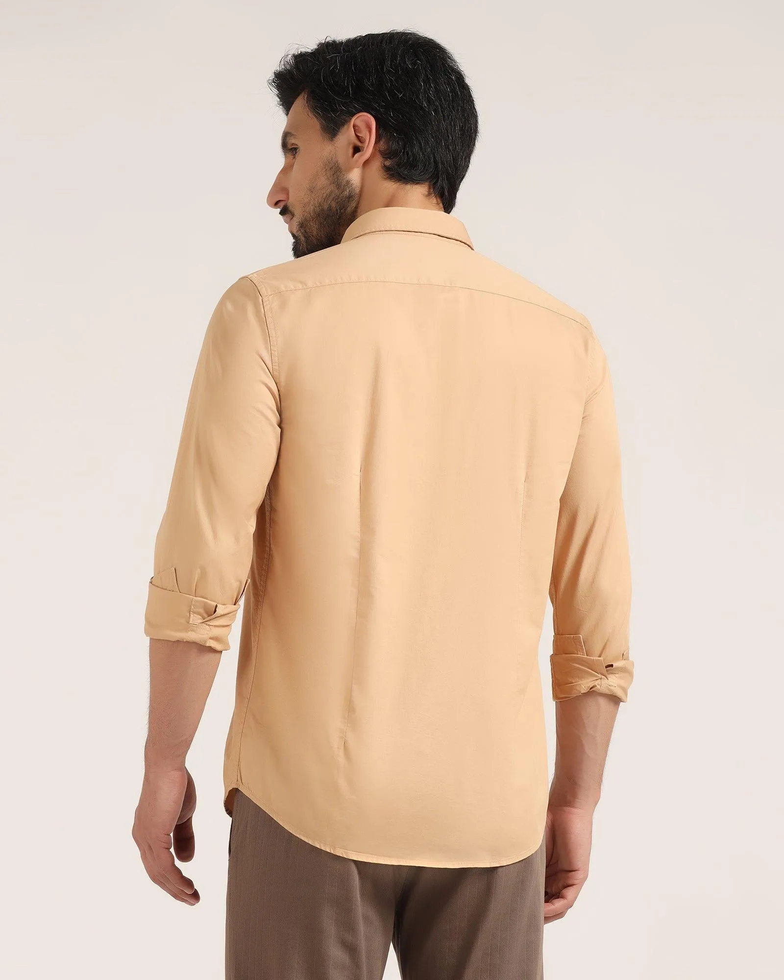 Casual Beige Solid Shirt - Vertus