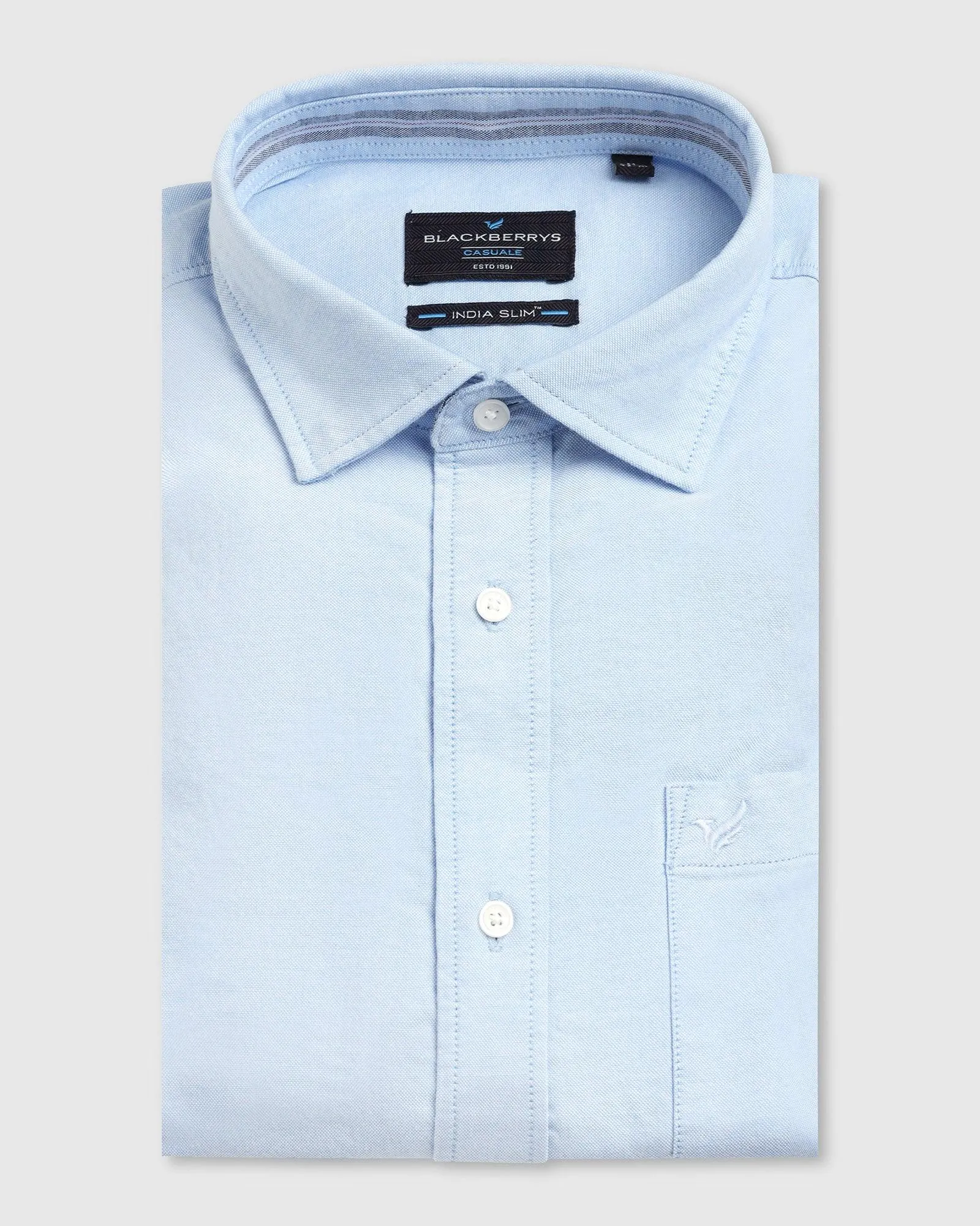 Casual Blue Solid Shirt - Solly