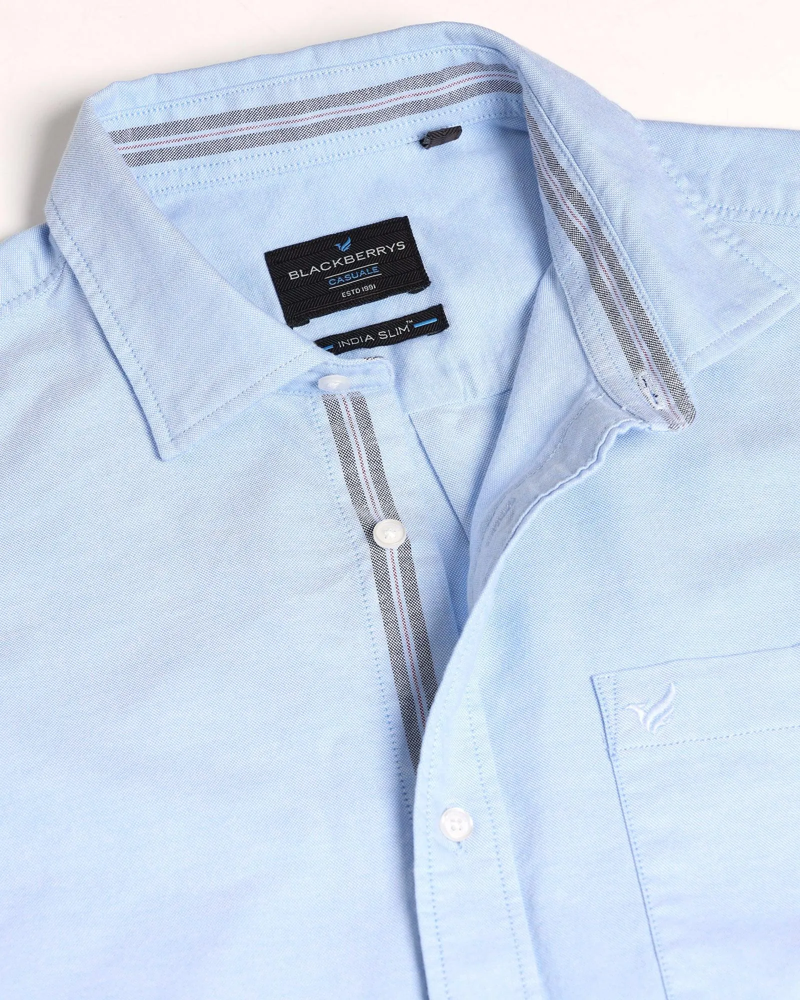 Casual Blue Solid Shirt - Solly