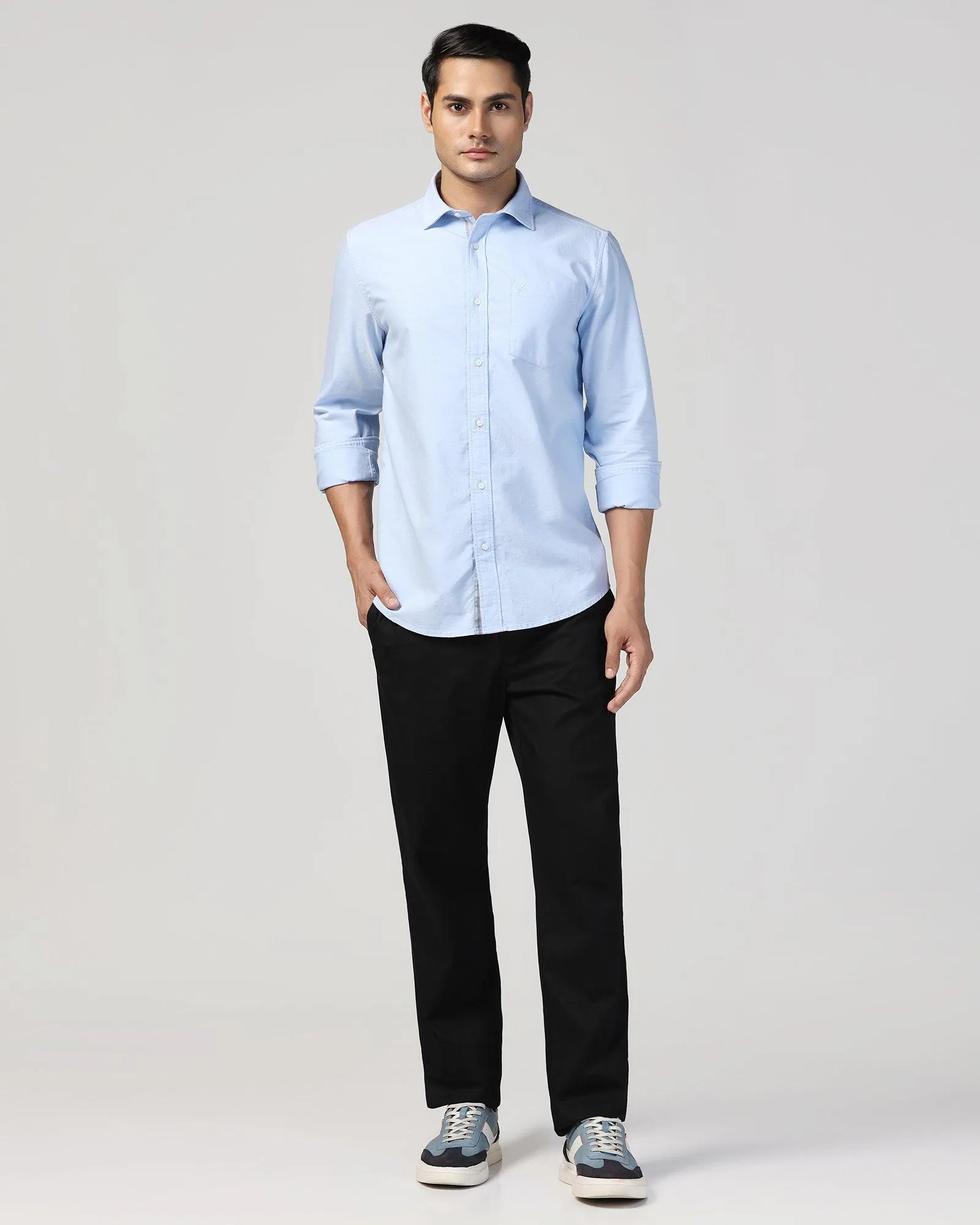 Casual Blue Solid Shirt - Solly