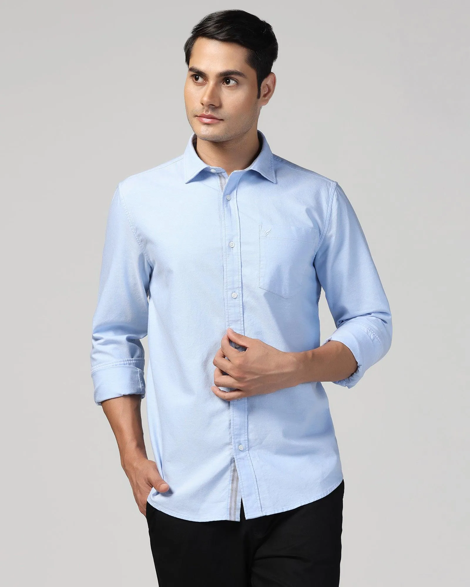 Casual Blue Solid Shirt - Solly