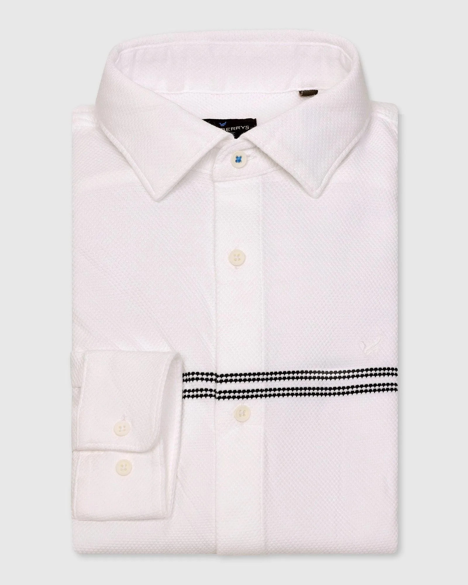 Casual Off White Textured Shirt - Liv