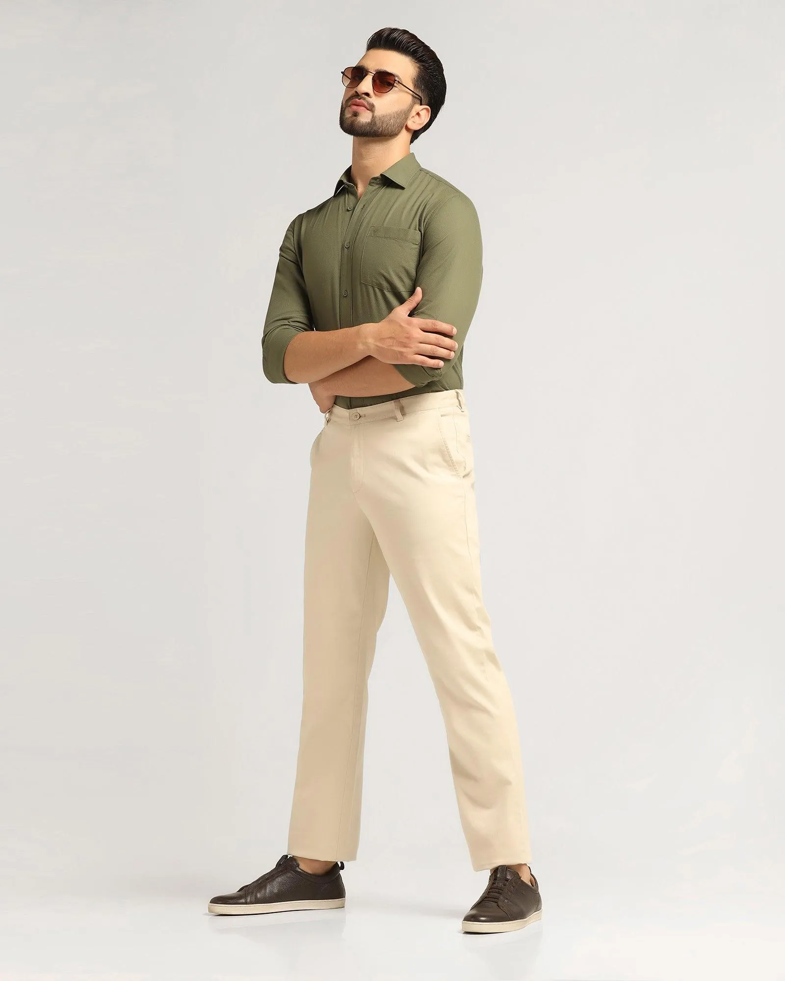 Casual Olive Solid Shirt - Jolt