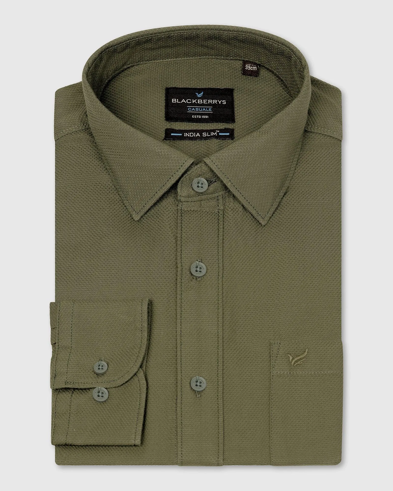 Casual Olive Solid Shirt - Jolt