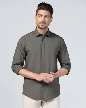 Casual Olive Solid Shirt - Lujo