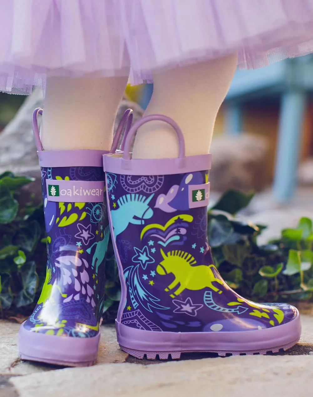 CHILDREN’S RUBBER RAIN BOOTS, PURPLE UNICORN