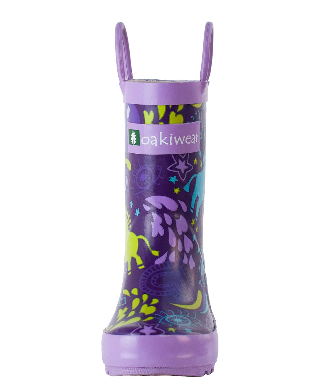 CHILDREN’S RUBBER RAIN BOOTS, PURPLE UNICORN