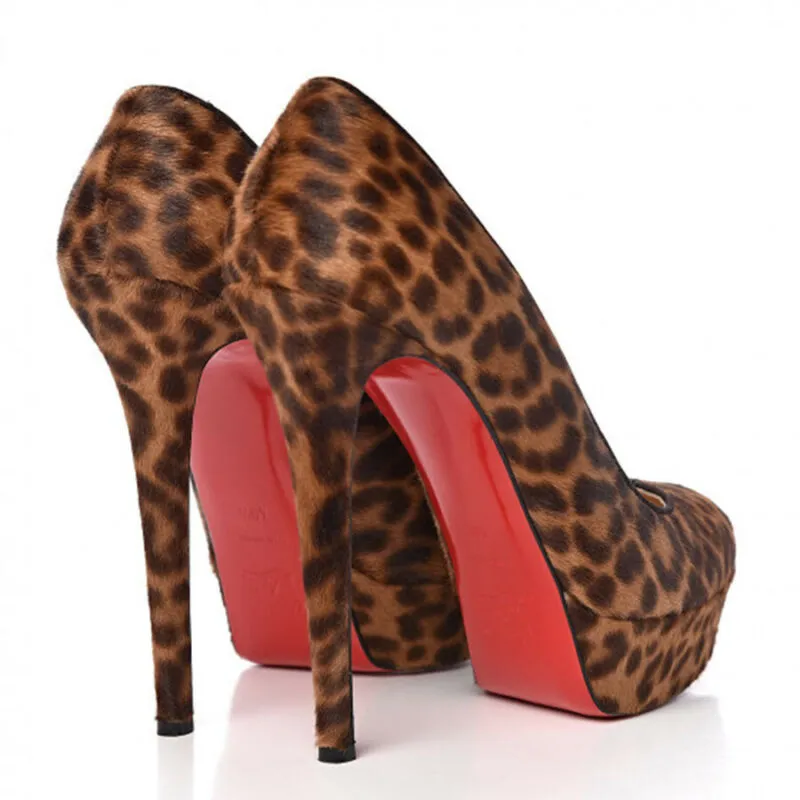 Christian Louboutin Leopard Pony Hair Bianca 140 Pumps