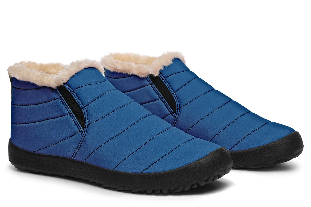 Cobalt Blue Winter Sneakers - Warm & Easy Slip-On Shoes Lined with Vegan Wool with Anti-Slip Soles