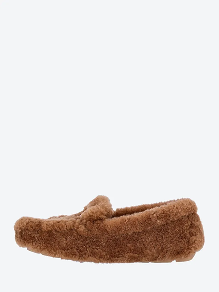 Curled mutton fur loafers