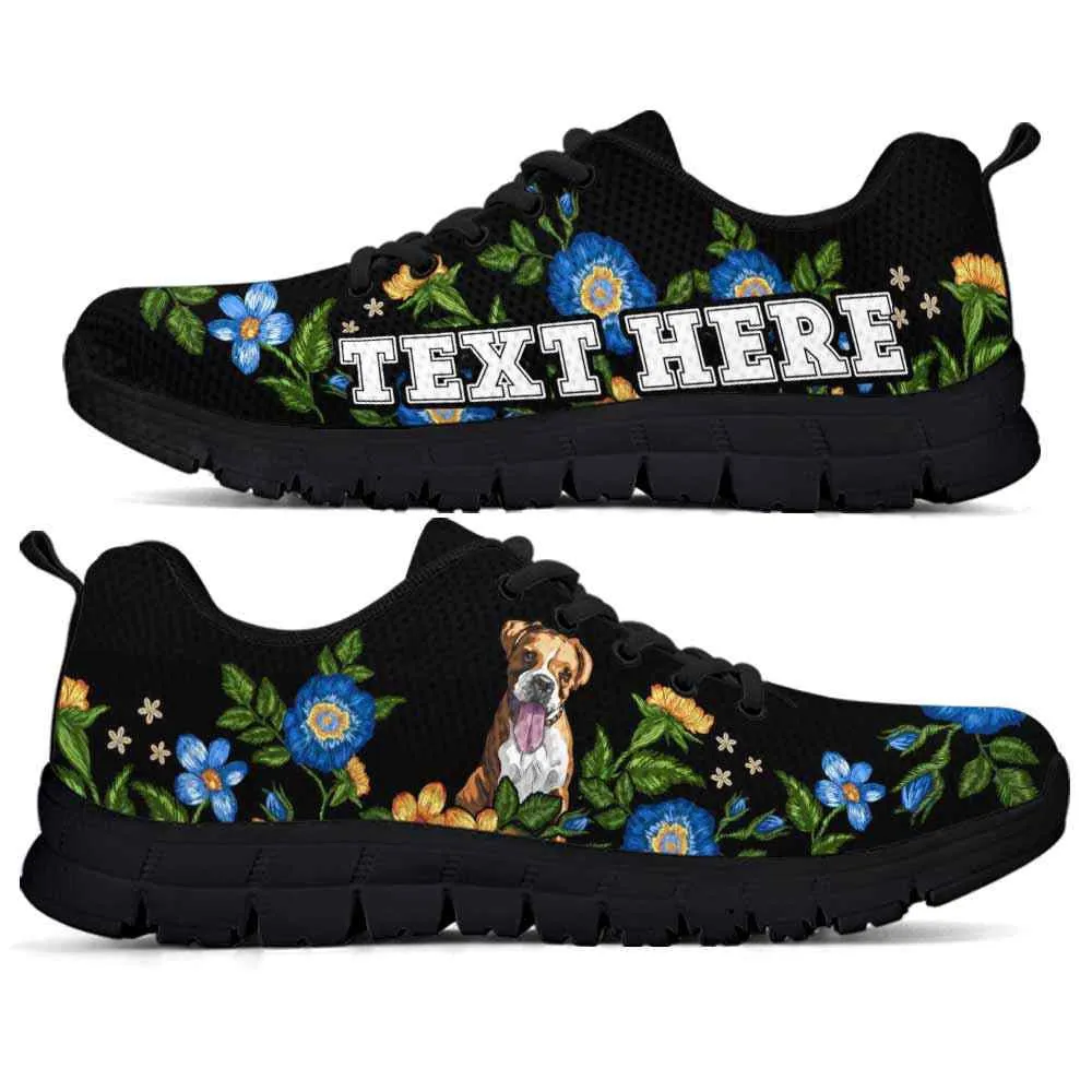 Custom Name Boxer Sneaker, Boxer Colorful Floral Flower Dog Lovers Sneakers Gym Running Shoes, Best Running Shoes