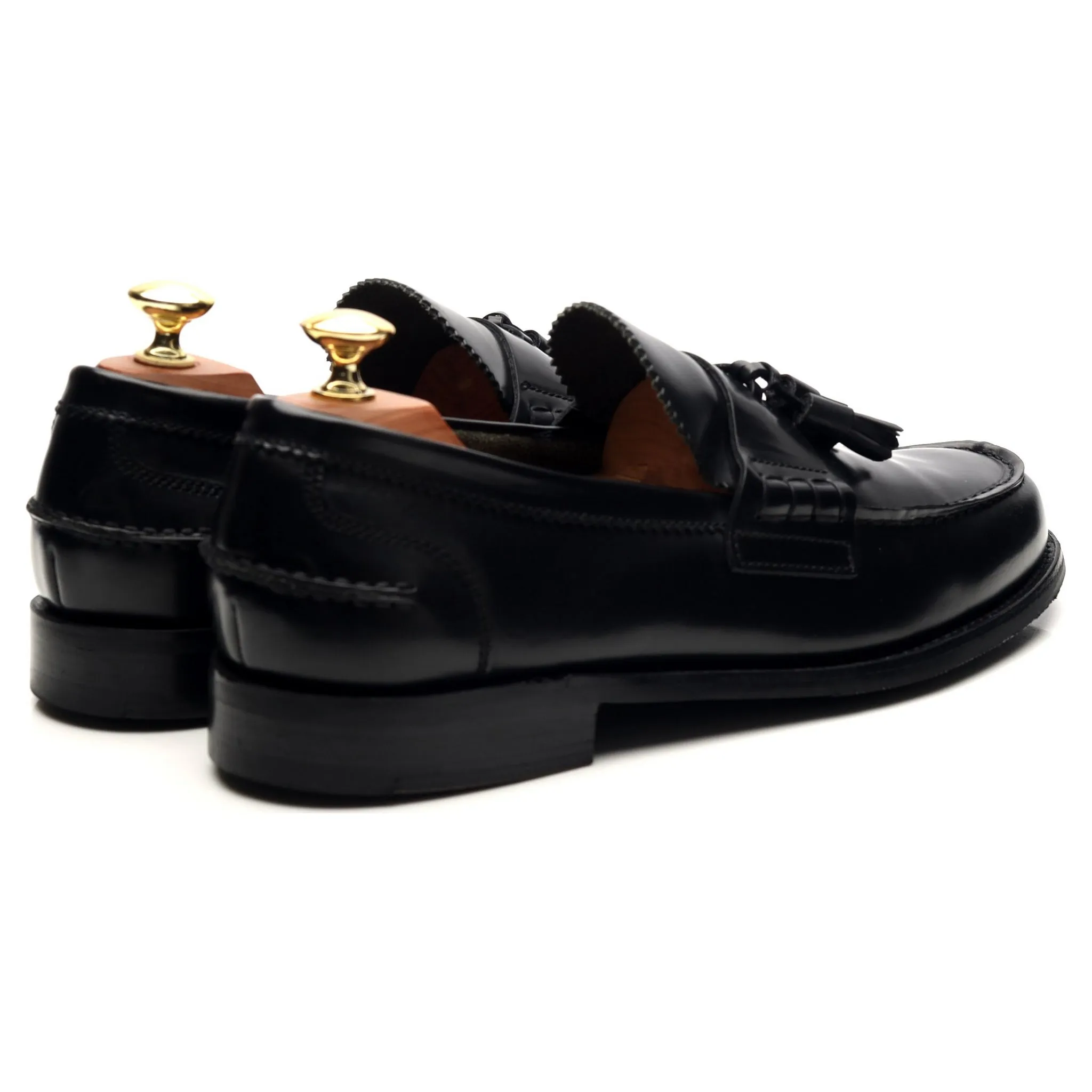 'Dorney' Black Leather Tassel Loafers UK 7 F