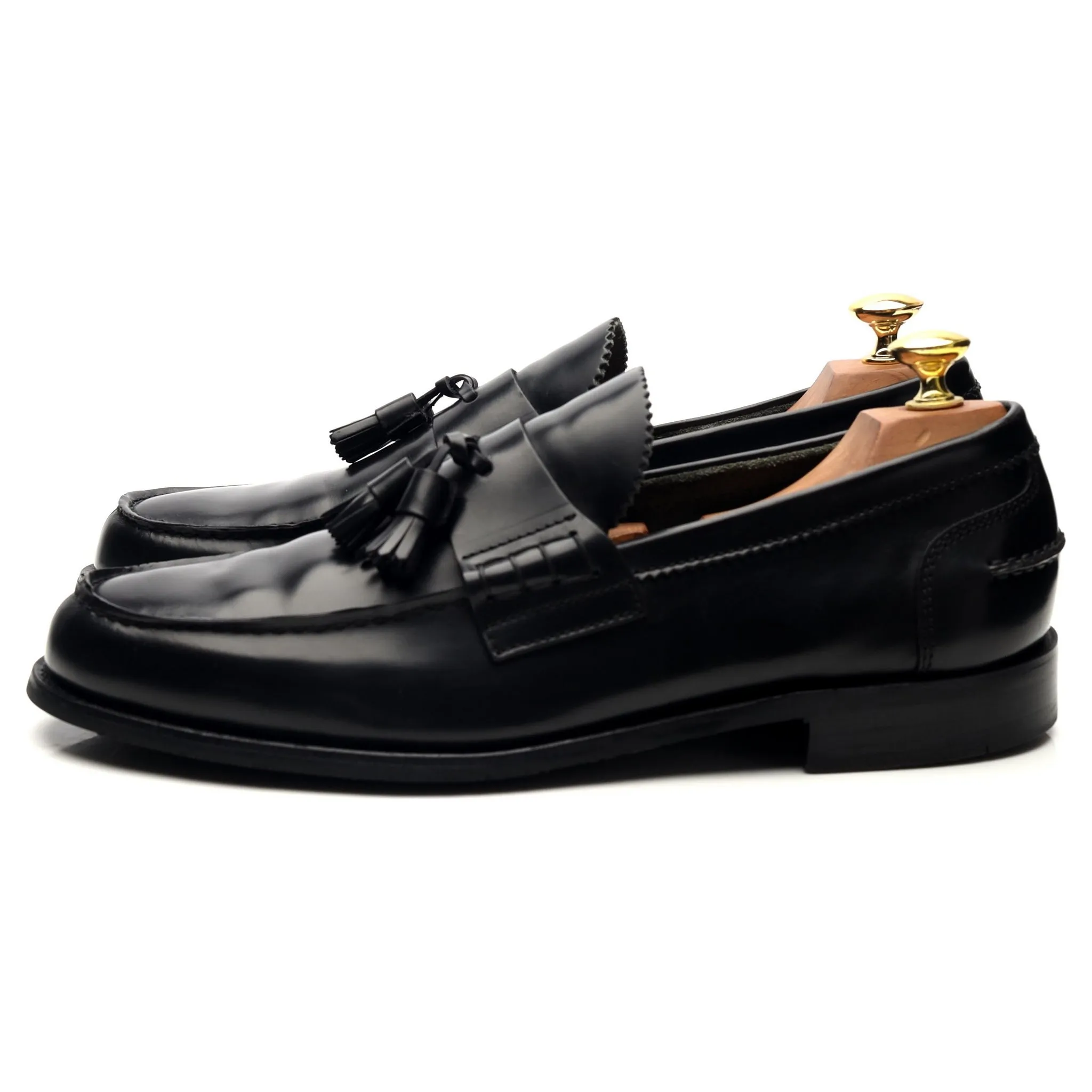 'Dorney' Black Leather Tassel Loafers UK 7 F