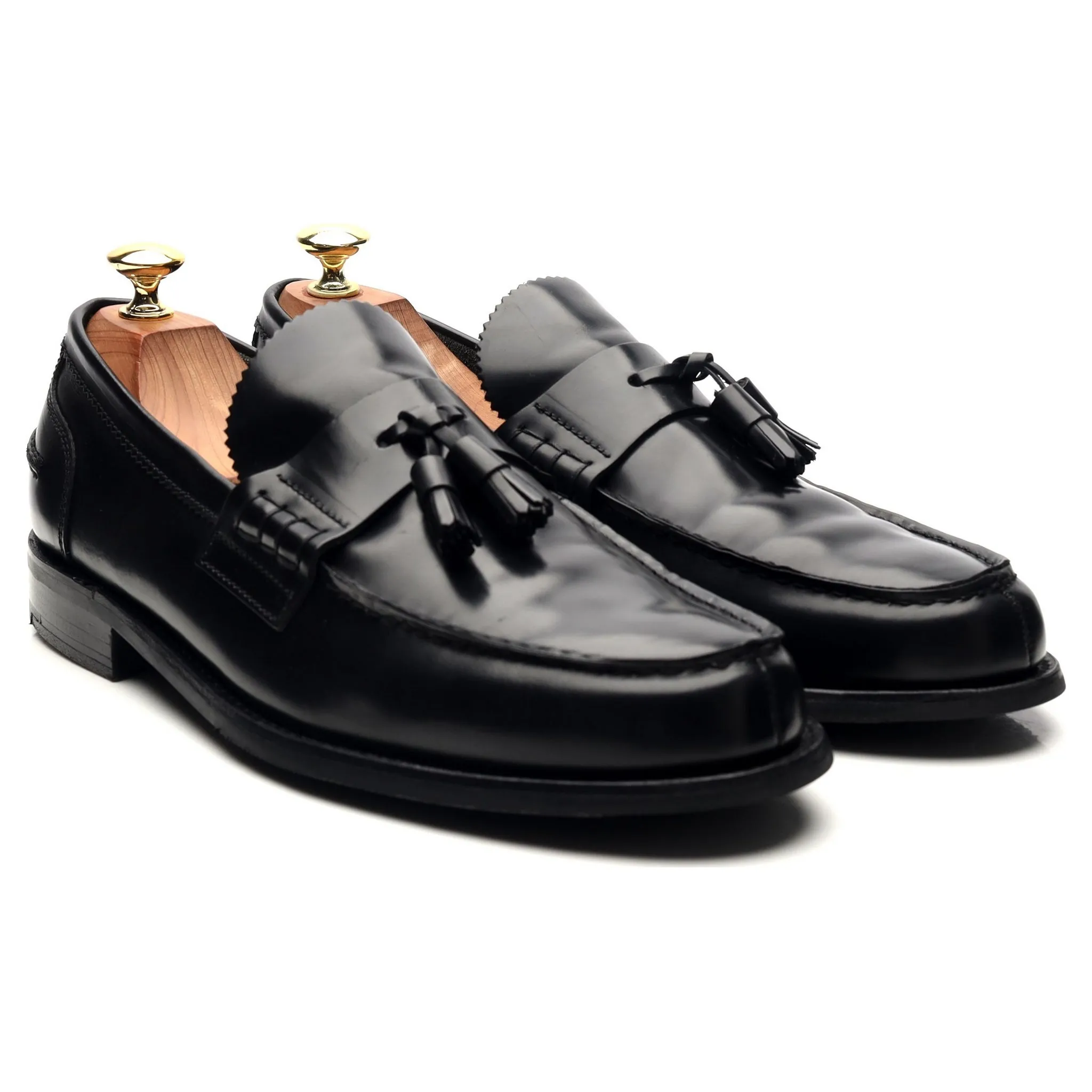 'Dorney' Black Leather Tassel Loafers UK 7 F