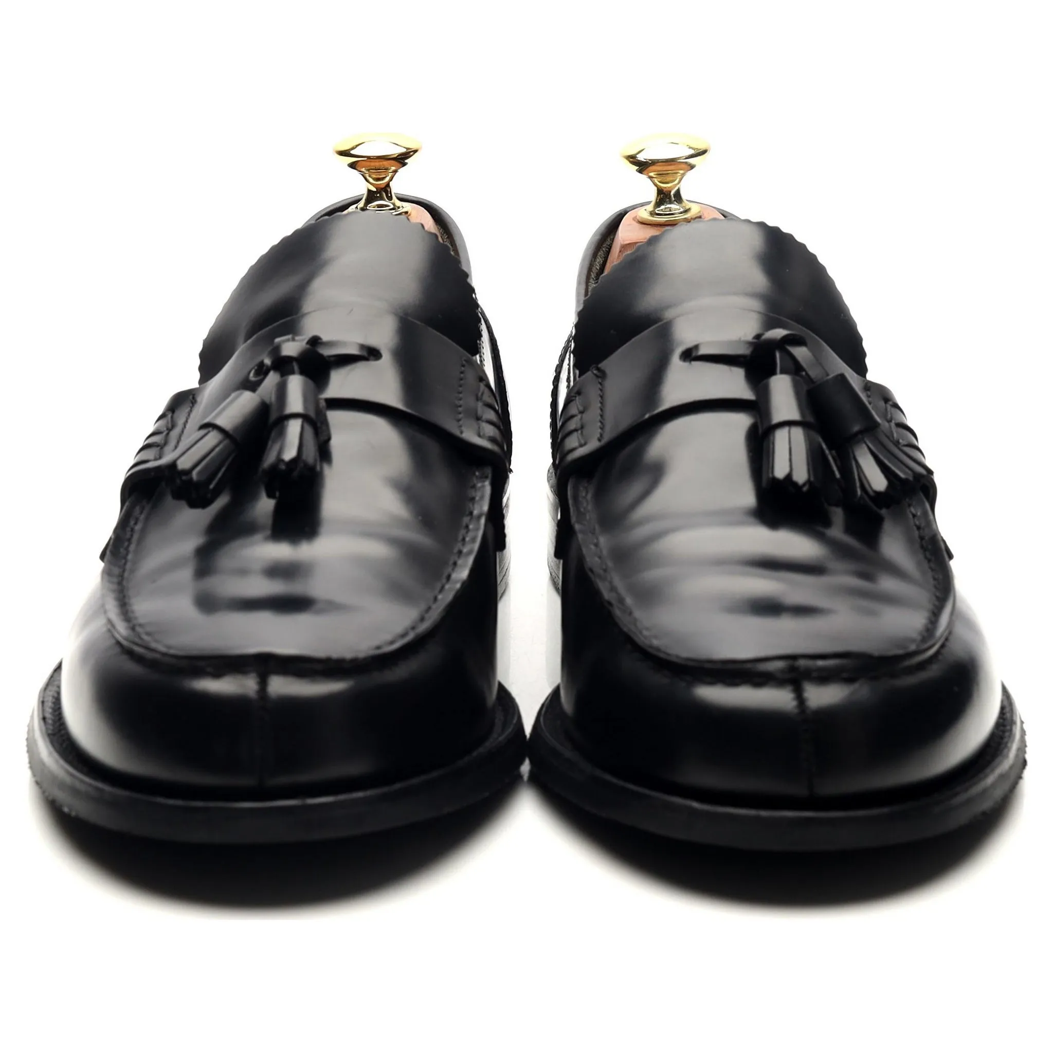 'Dorney' Black Leather Tassel Loafers UK 7 F