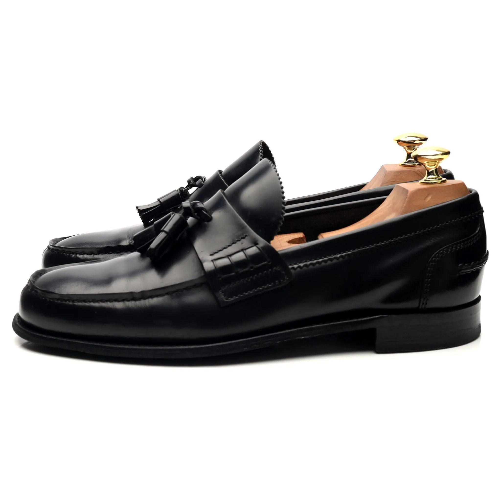 'Dorney' Black Leather Tassel Loafers UK 8 F