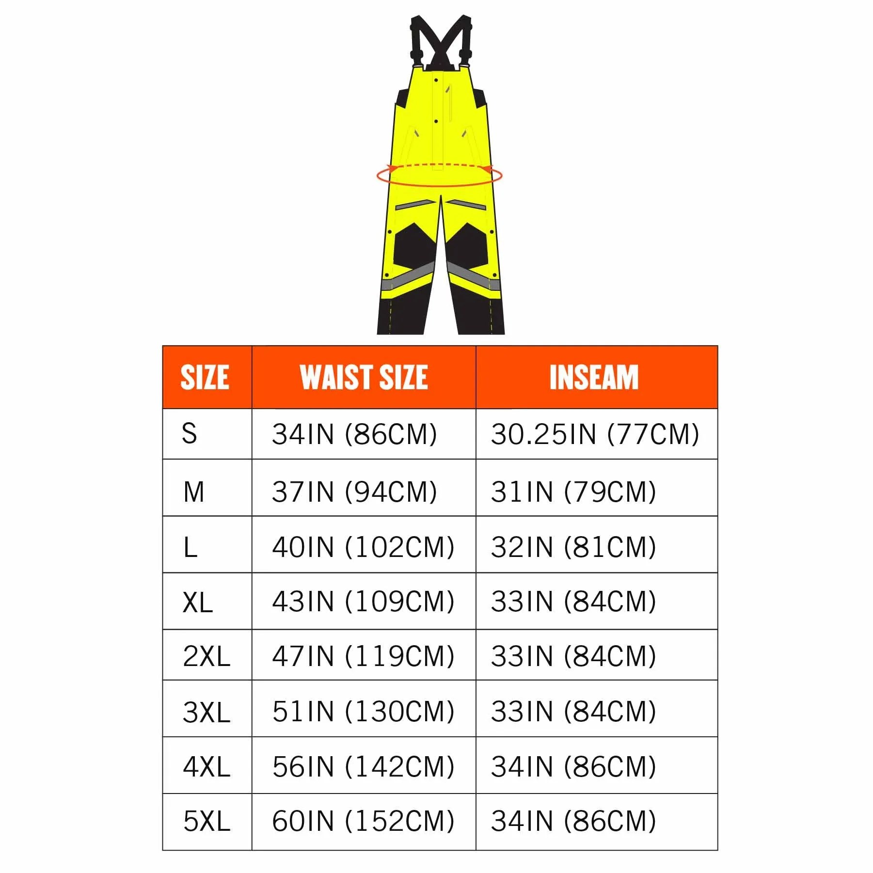 Ergodyne 25529 8928 5XL Lime Class E Hi-Vis Insulated Bibs