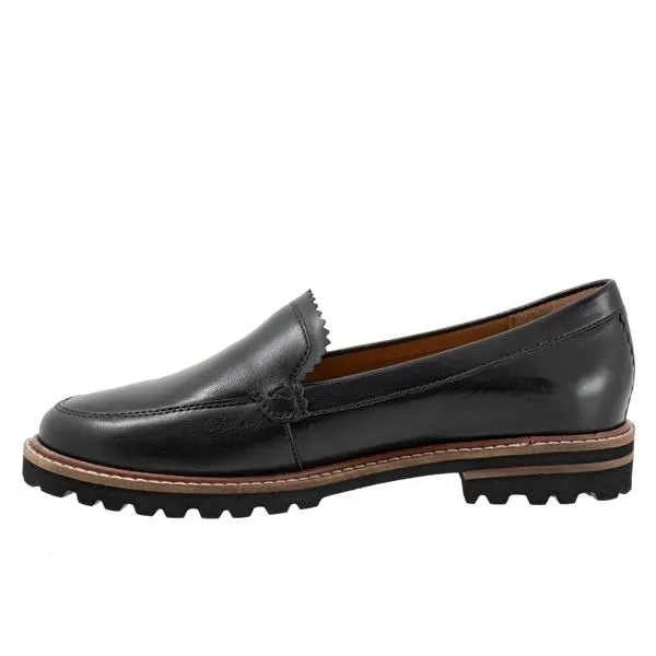 Fayth Black Leather Loafer Shoes