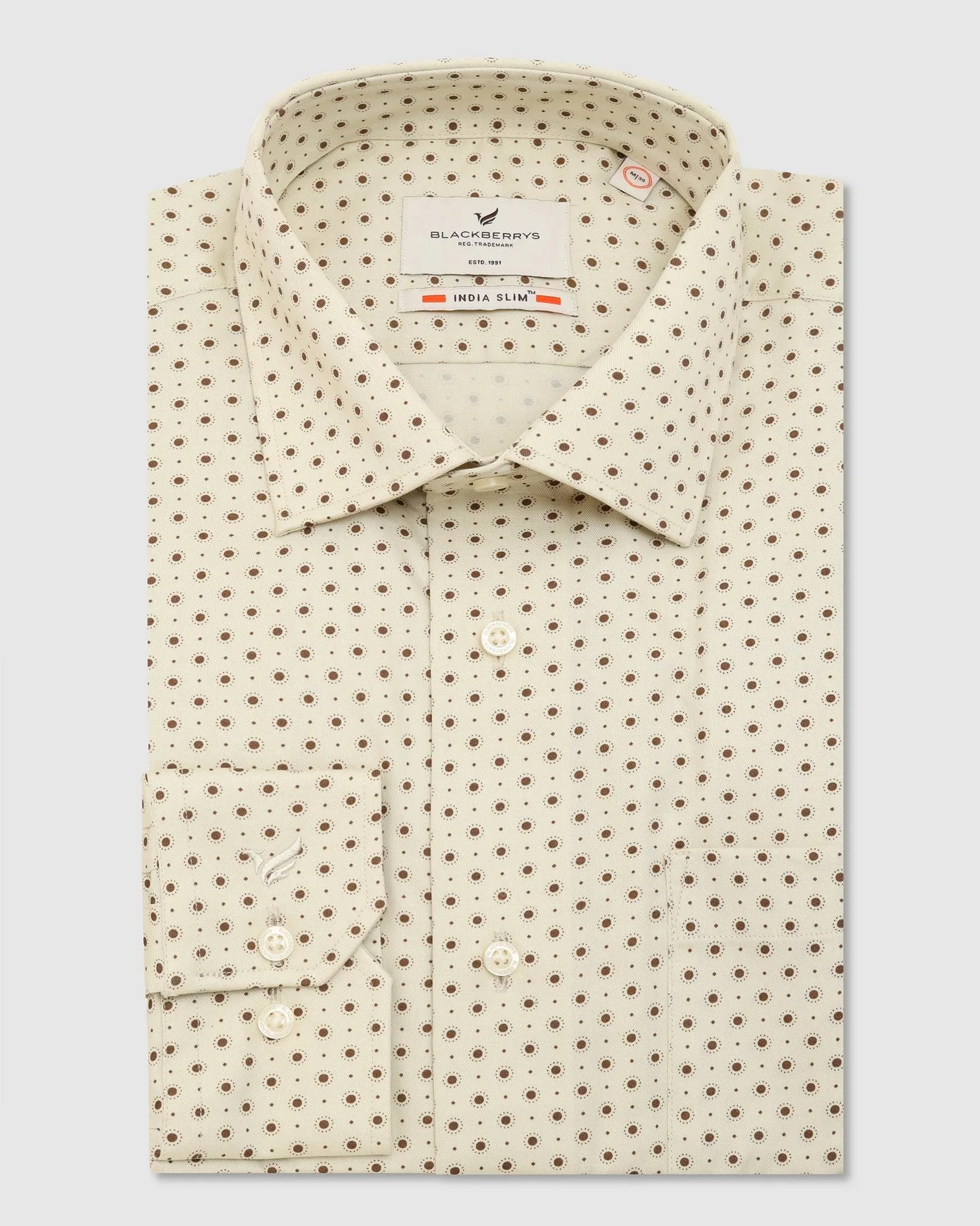 Formal Beige Printed Shirt - Ronin