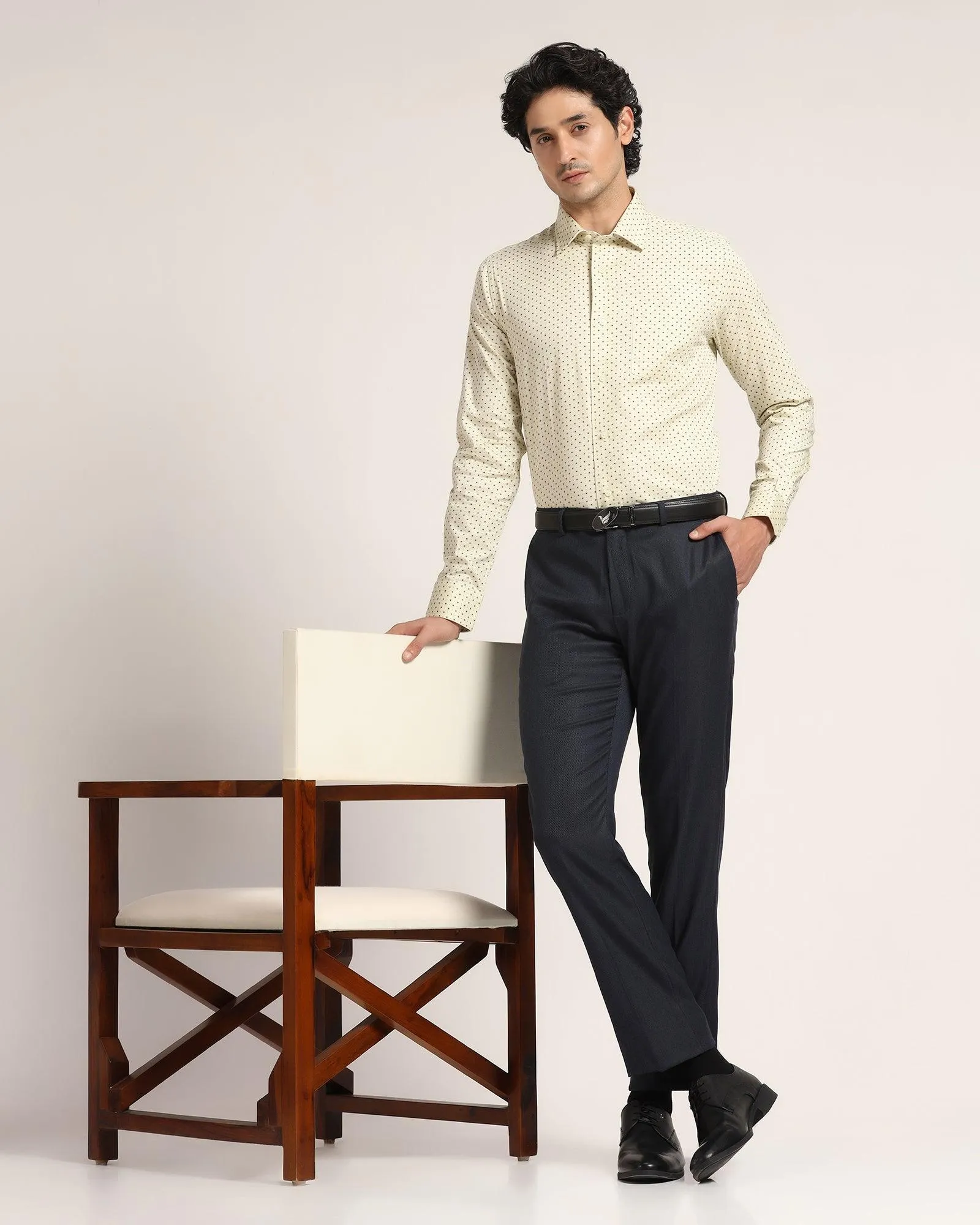 Formal Beige Printed Shirt - Ronin