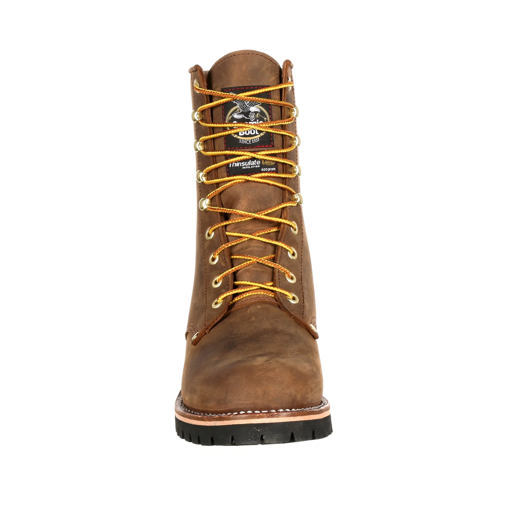 Georgia Mens Brown Leather Steel Toe Logger Insulated WP Work Boots