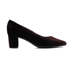 'Joy' vegan mid heel by Zette Shoes - chocolate velvet