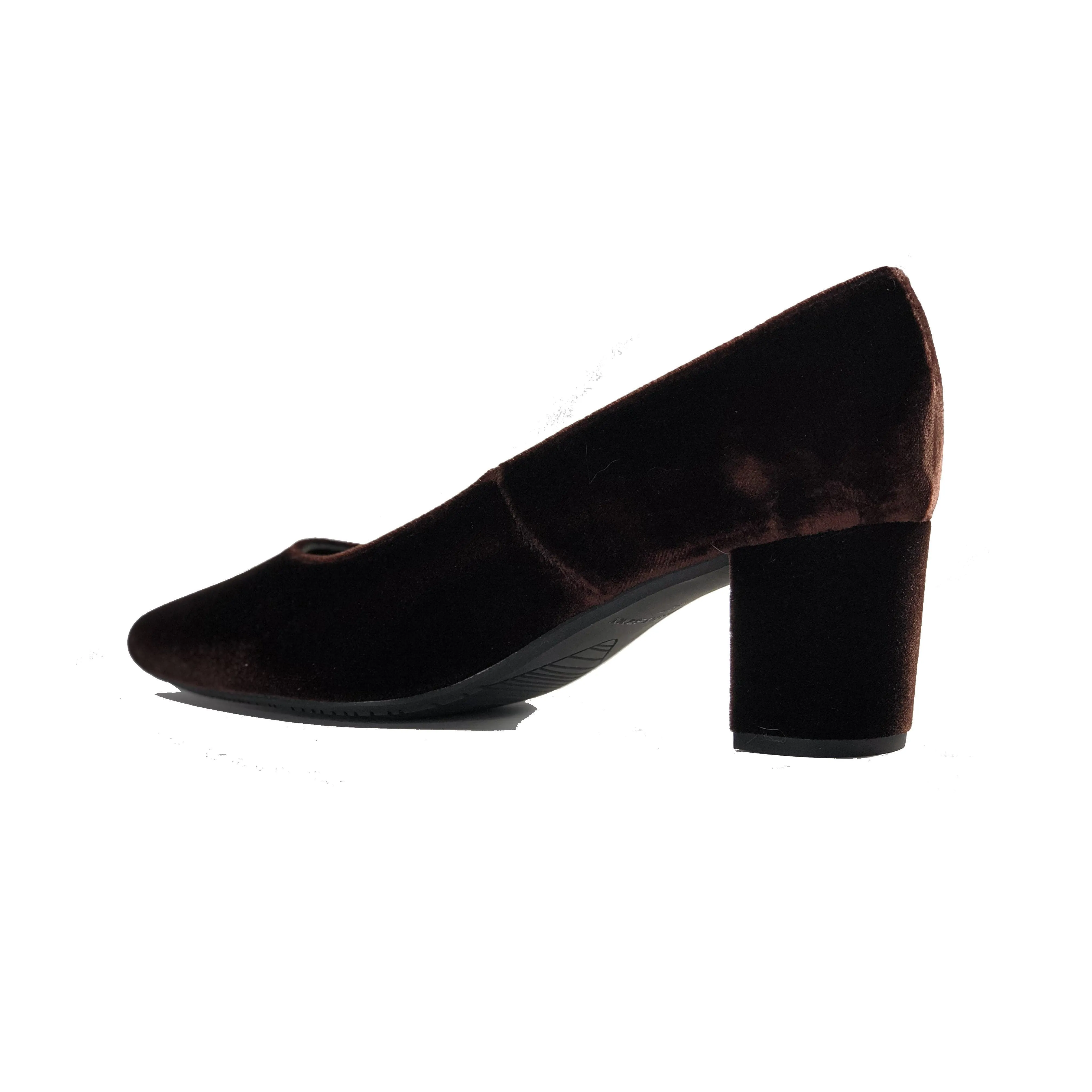 'Joy' vegan mid heel by Zette Shoes - chocolate velvet