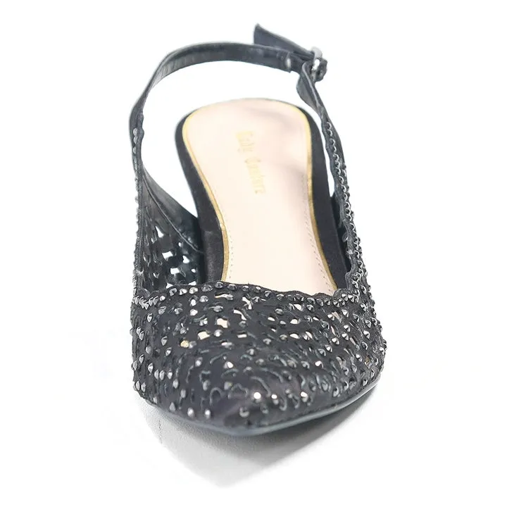 Lady Couture Jewel Black Fabric Heels