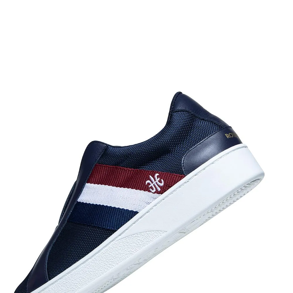 Men's Bishop Blue White Red Nylon Leather Sneakers 01713-551