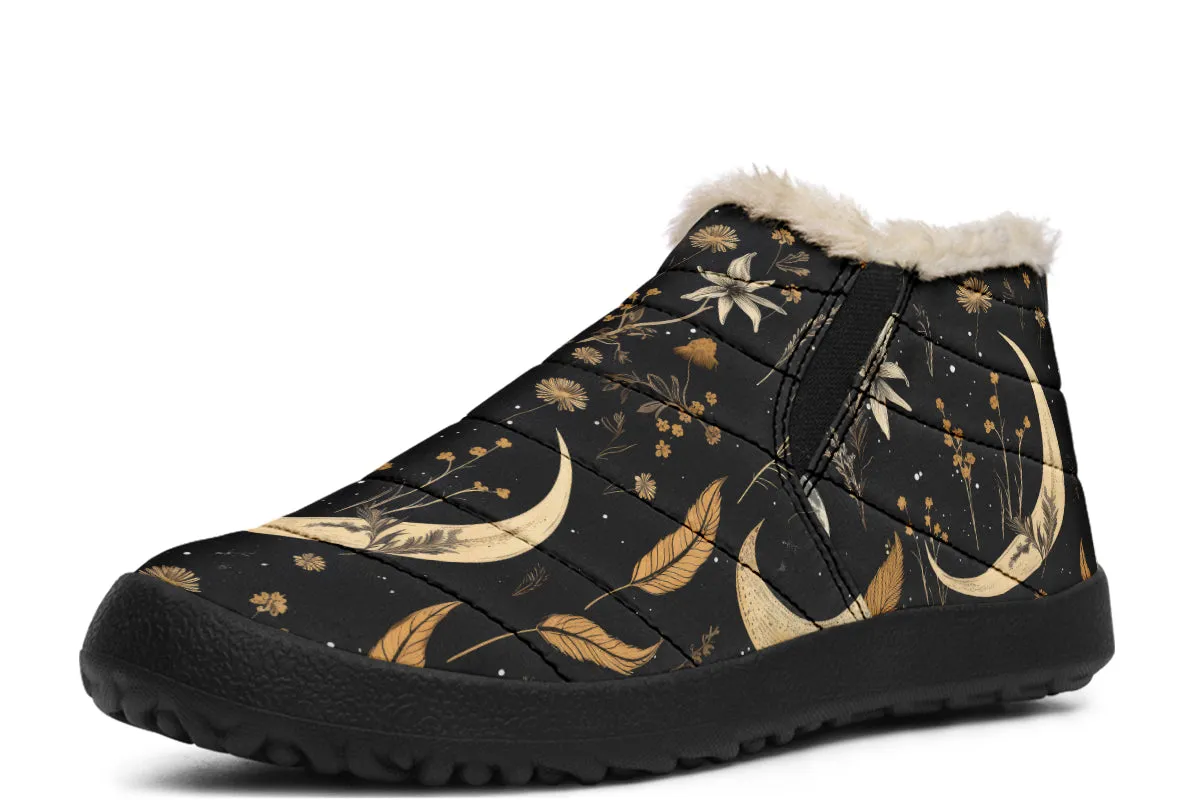 Moonlit Botanica Winter Sneakers - Warm & Easy Slip-On Shoes Lined with Vegan Wool with Anti-Slip Soles