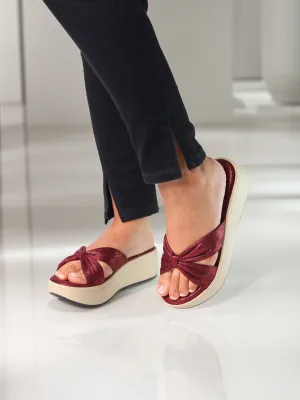 Nellie Maroon Flatform Heels