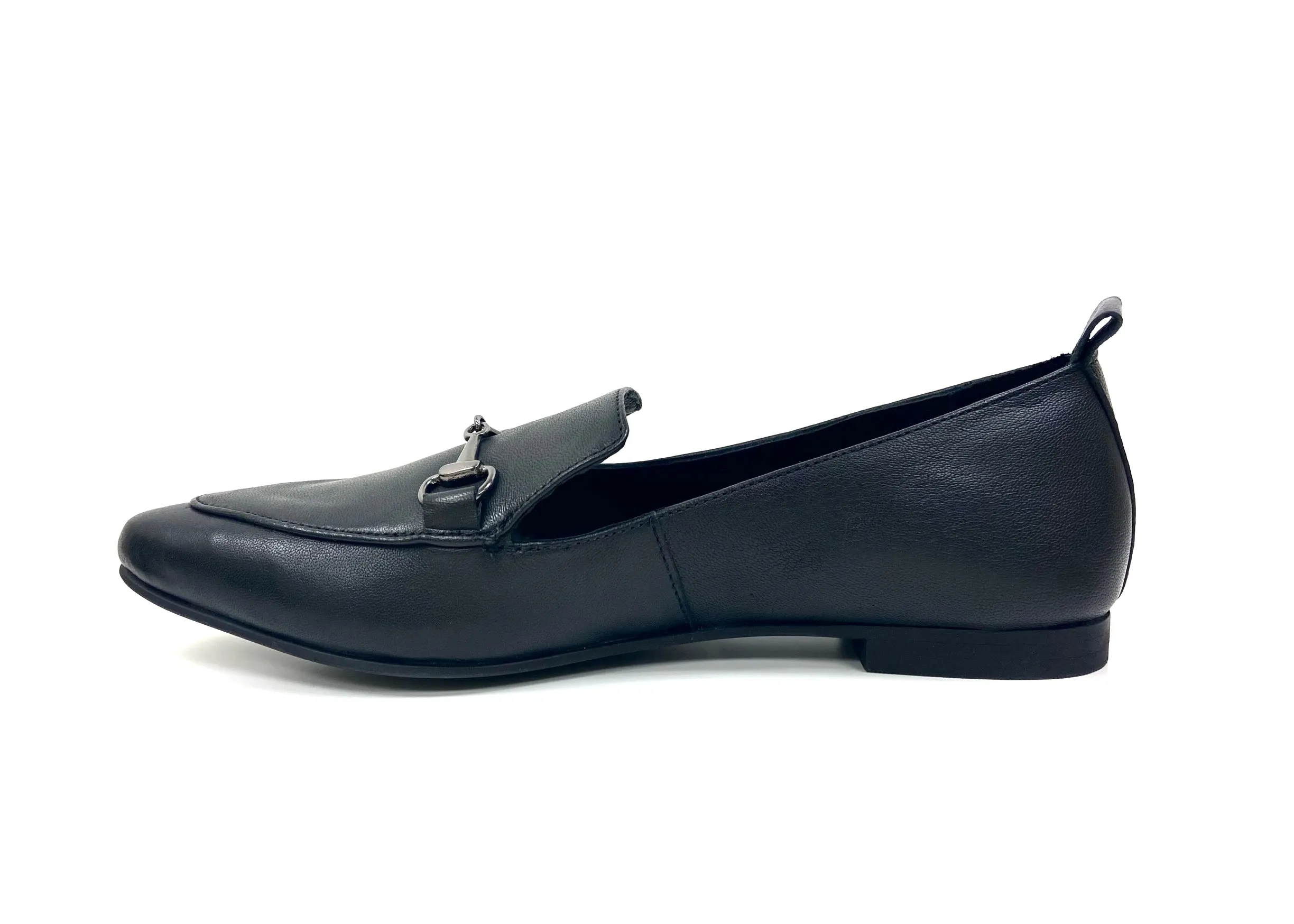 Piper Black Flat Leather Loafers