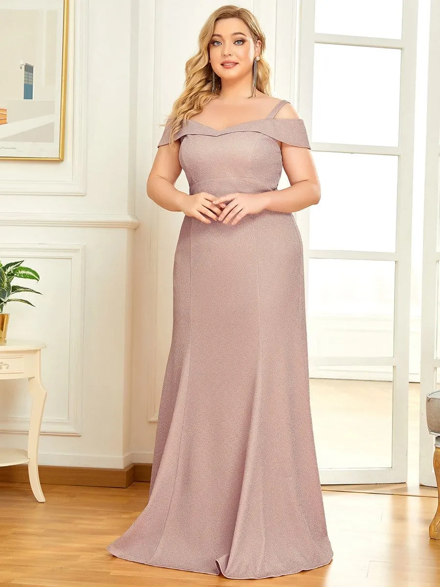 Plus Size Elegant Cold Shoulder Long Mermaid Mother Dress