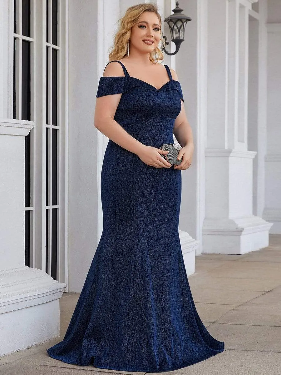 Plus Size Elegant Cold Shoulder Long Mermaid Mother Dress