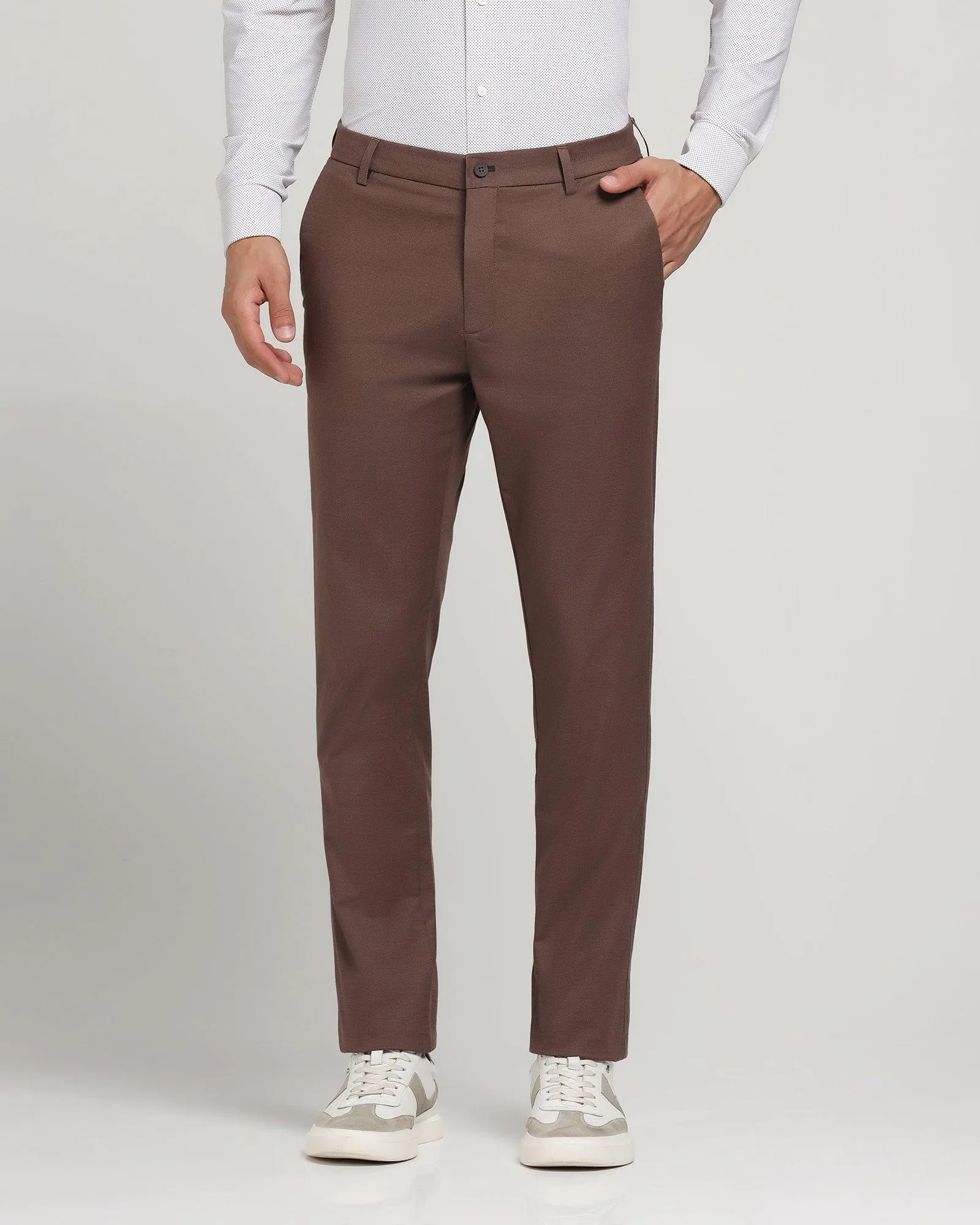 TechPro Slim Comfort Casual Rust Printed Khakis - Steven