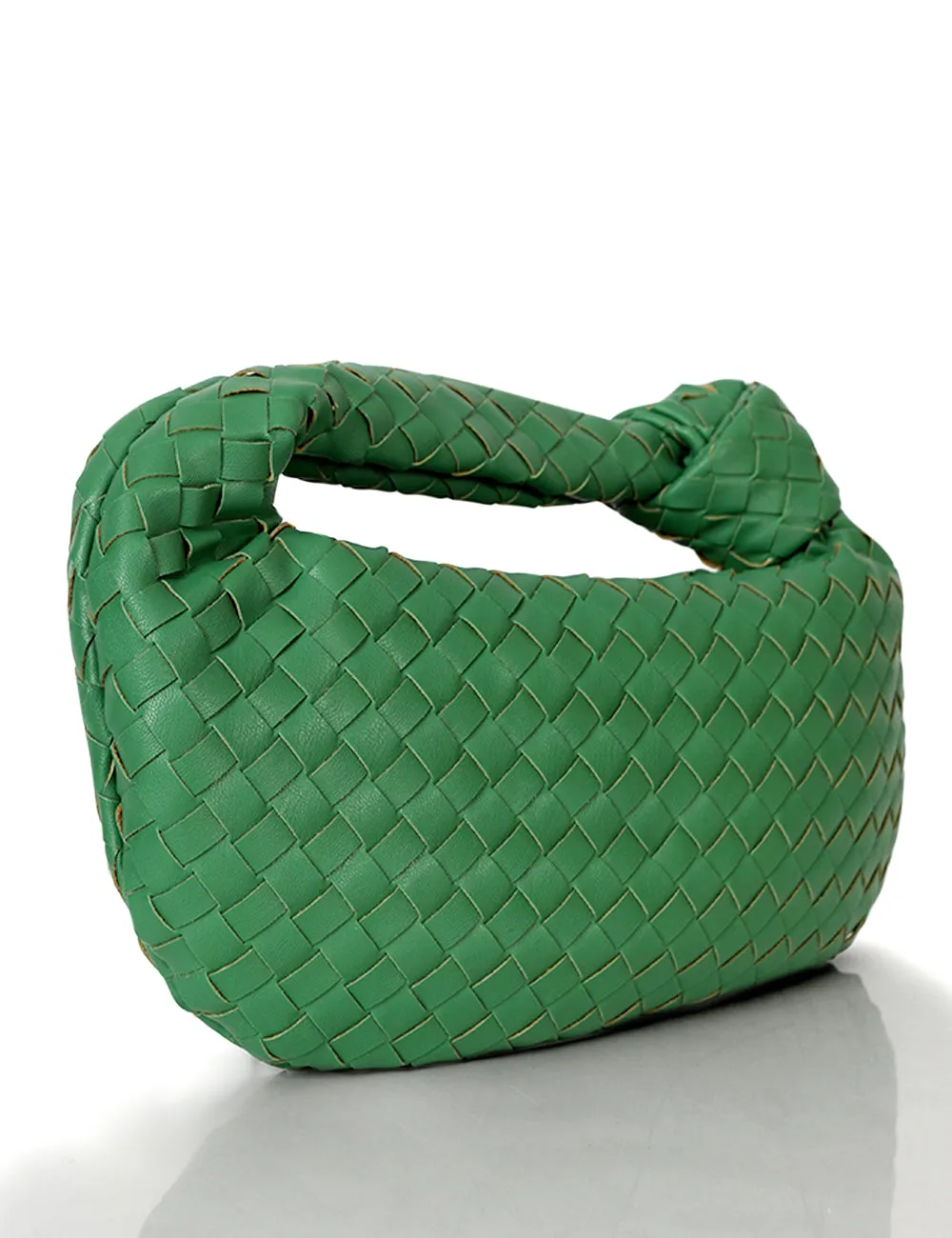 The Blame Green Woven PU Knot Detail Mini Grab Bag