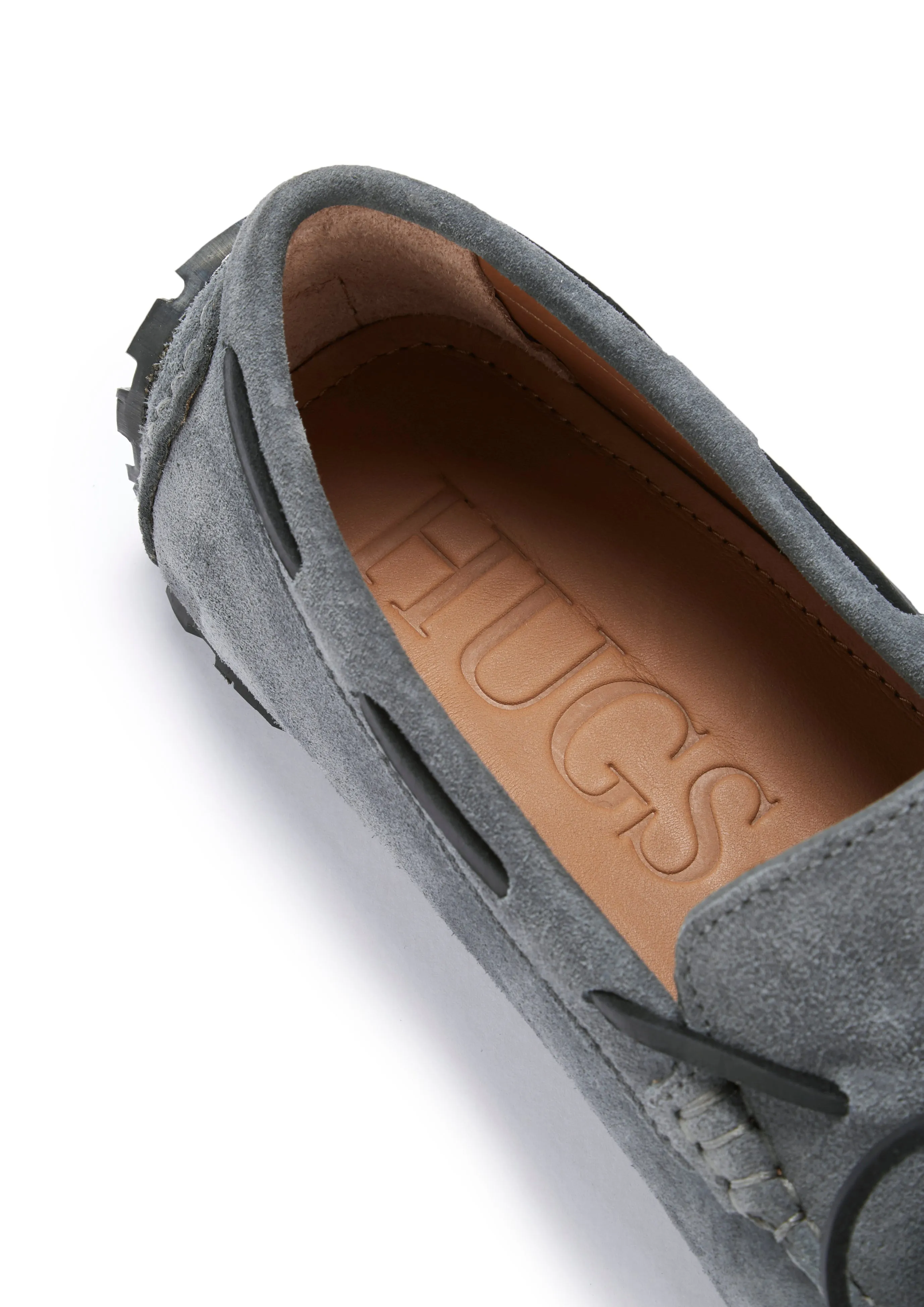 Tyre Sole Laced Driving Loafers, slate grey suede