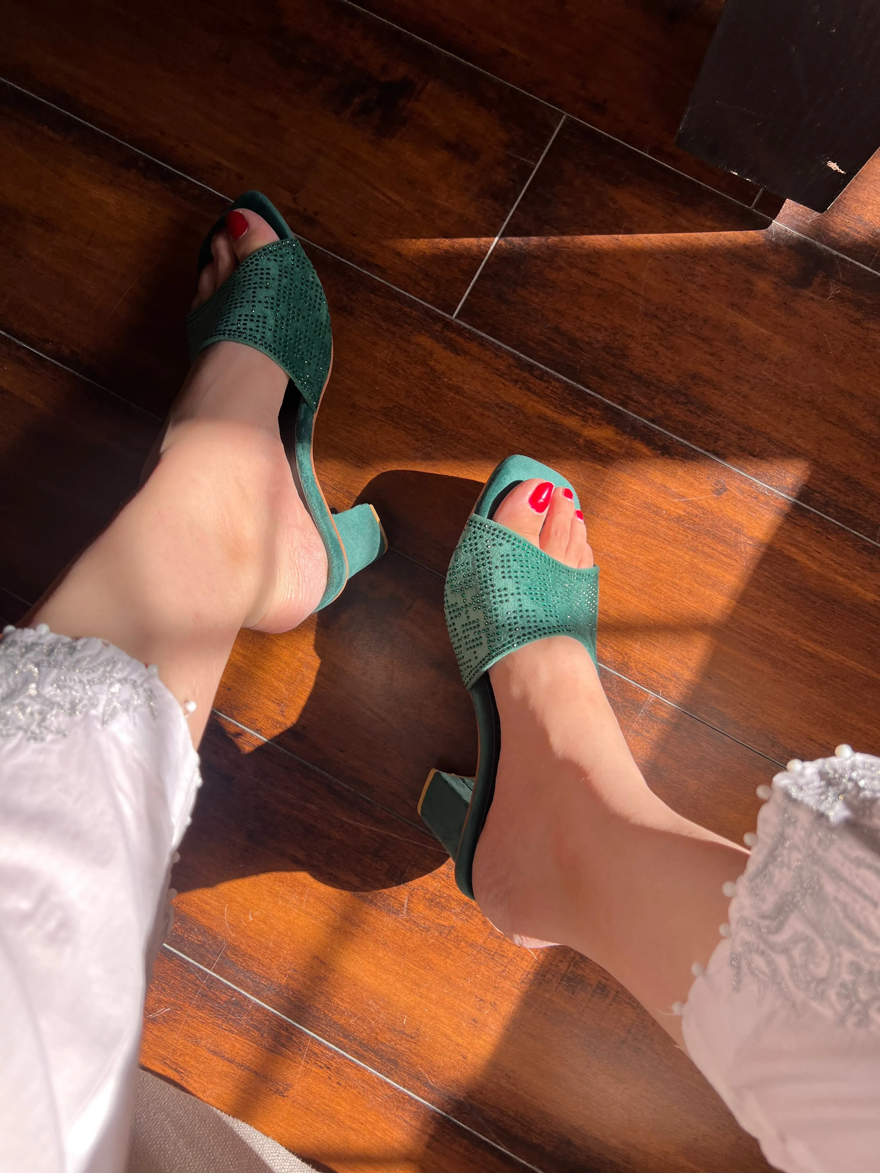 Veronika Block Heels - Green