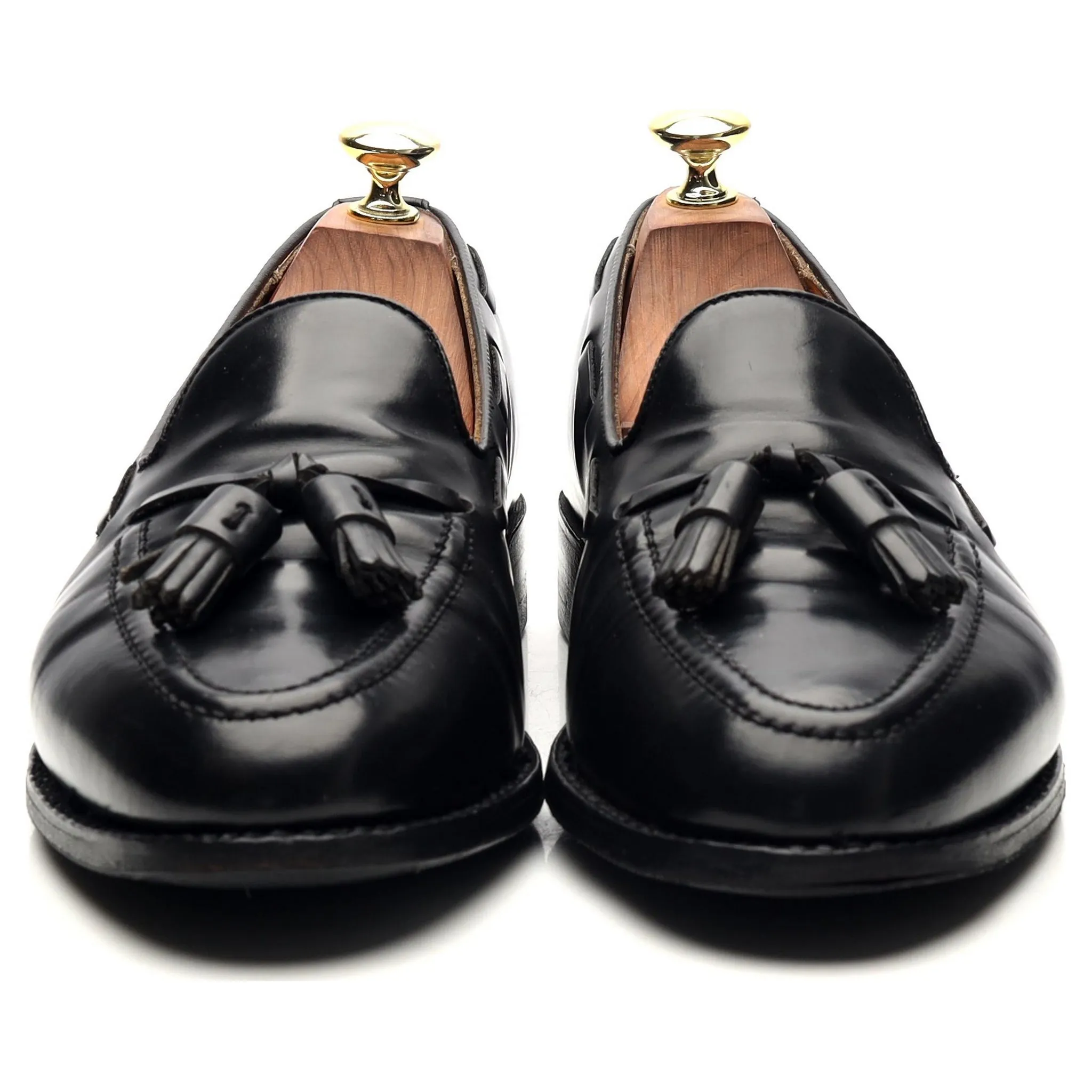 'Windsor' Black Leather Tassel Loafers UK 7.5 EX