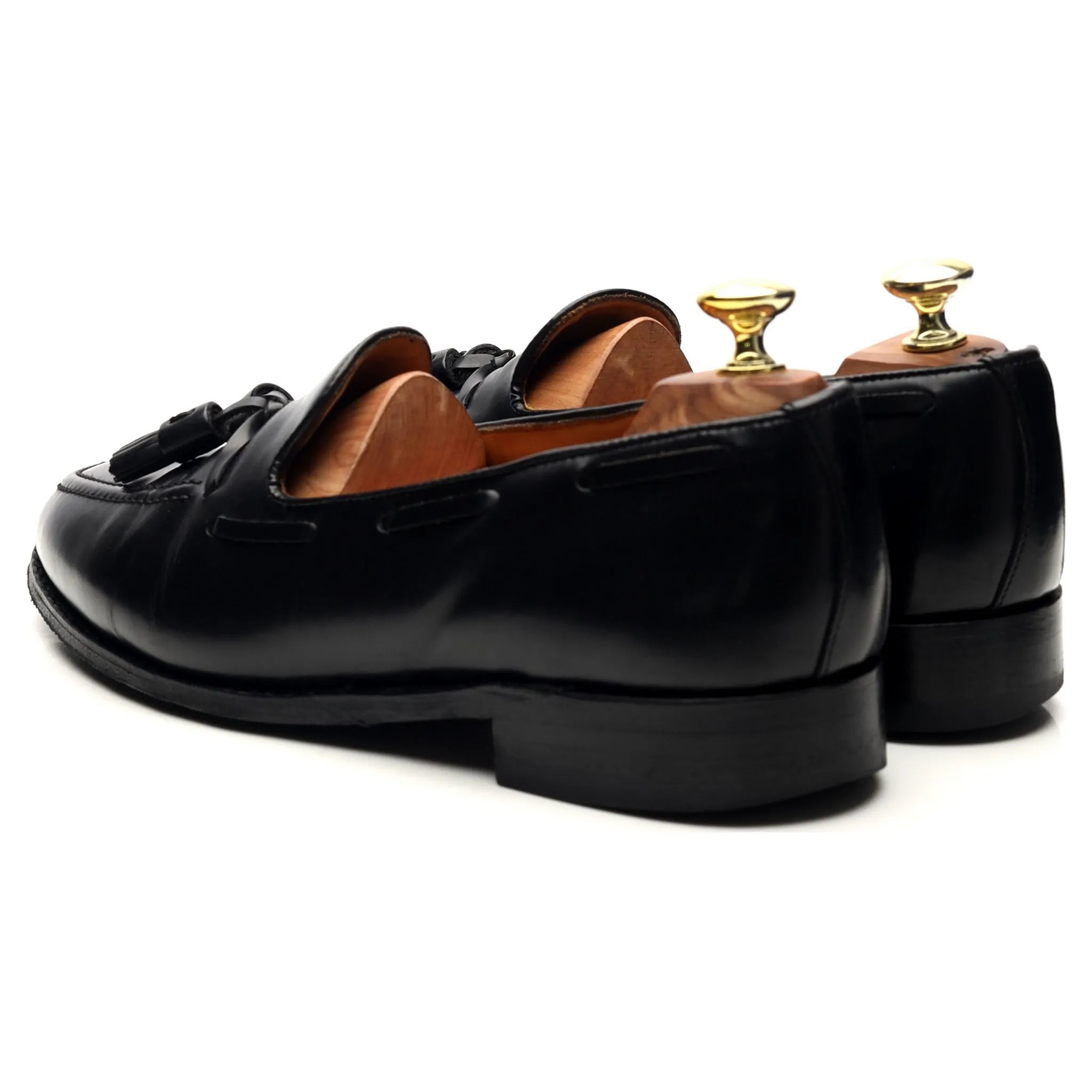 'Windsor' Black Leather Tassel Loafers UK 7.5 EX