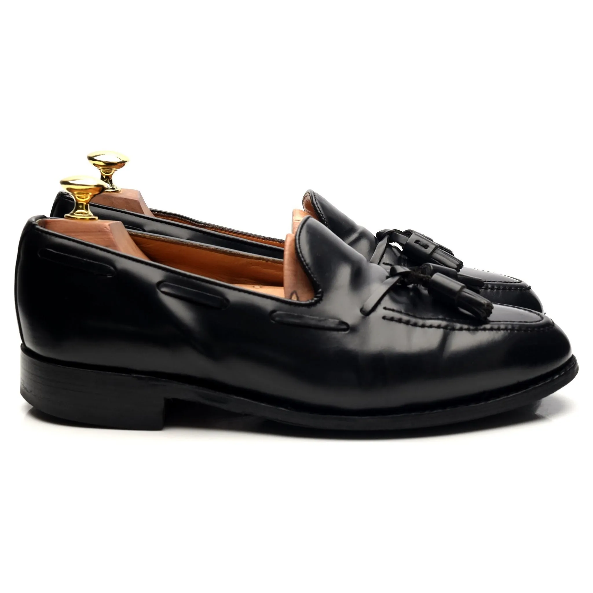 'Windsor' Black Leather Tassel Loafers UK 7.5 EX