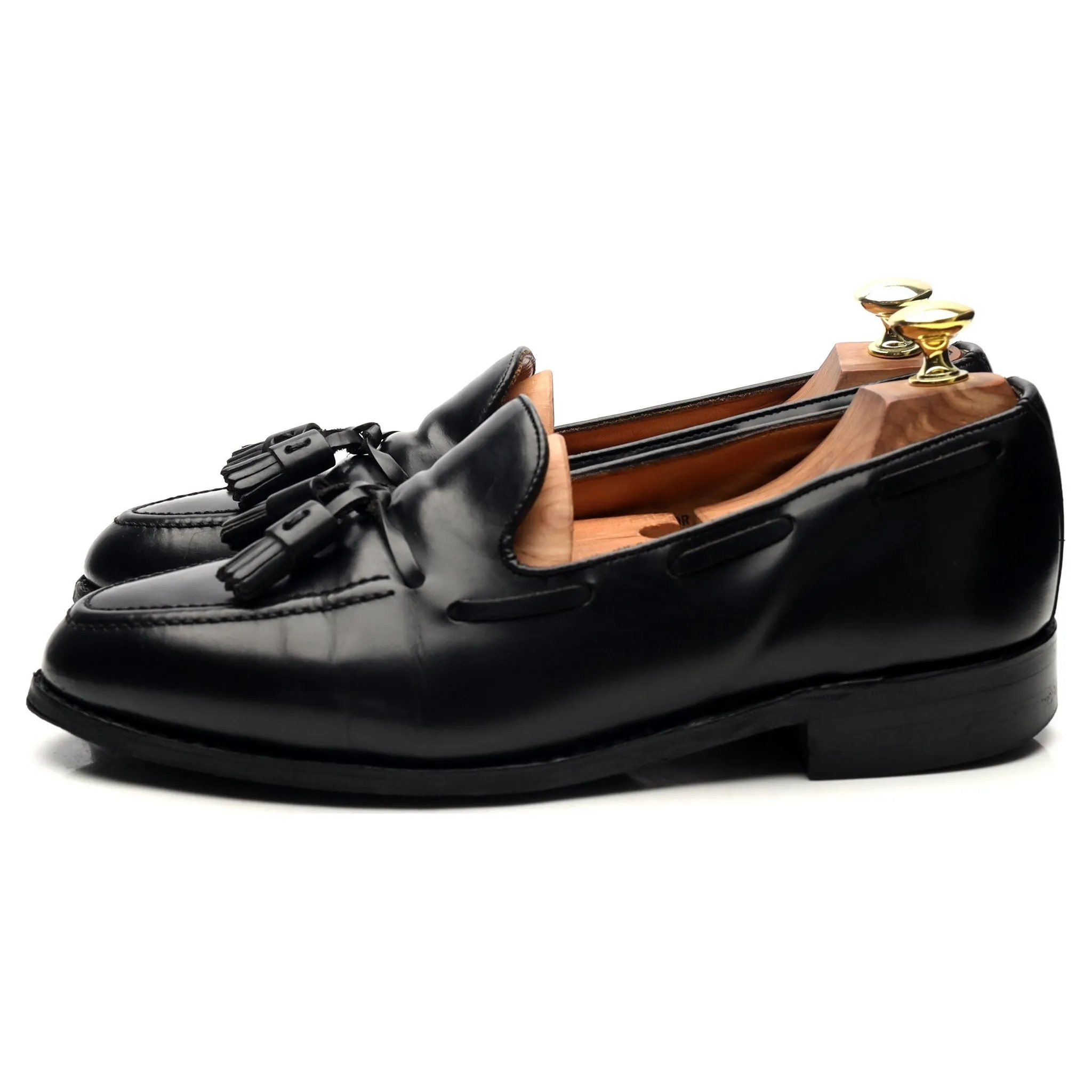 'Windsor' Black Leather Tassel Loafers UK 7.5 EX