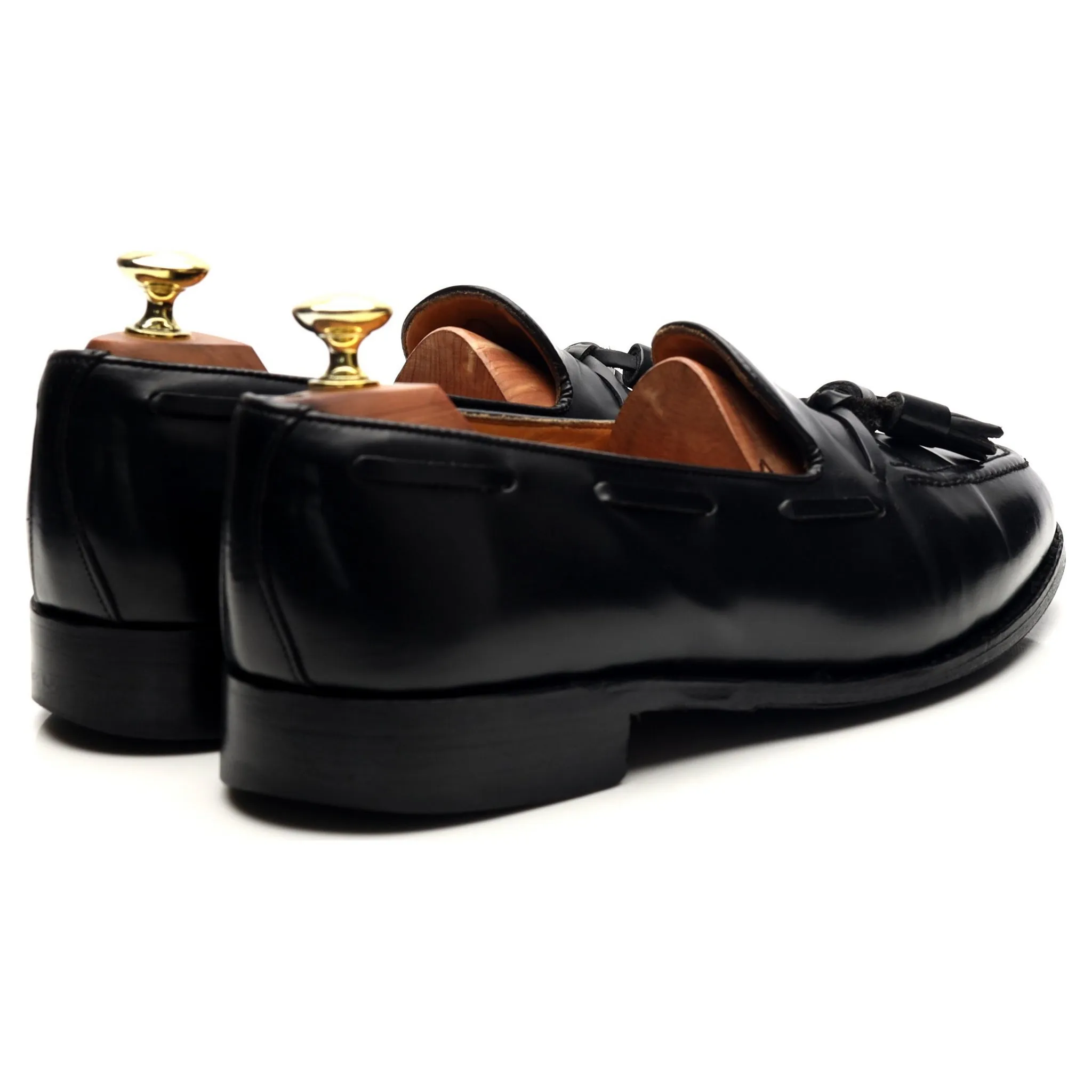 'Windsor' Black Leather Tassel Loafers UK 7.5 EX