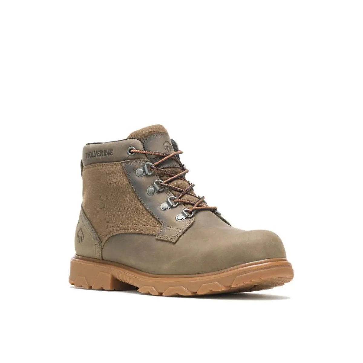 WOLVERINE W880201-EW DRUMMOND WP MN'S (Extra Wide) Gravel Leather/Canvas Work Boots